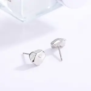 2024 Minimalist style custom geometric 925 sterling silver earrings irregular stud earrings for women