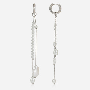 Pendientes de acero inoxidable con borlas de perlas y perlas irregulares para uso diario - Product Image 1
