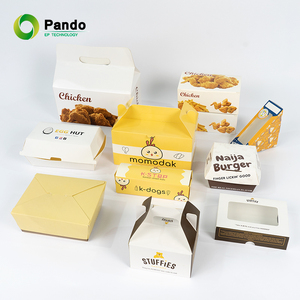 Personalizado para llevar comida rápida coreana papel perro caliente restaurante cubo hamburguesa embalaje pollo frito feliz compartir caja de comida - Product Image 5