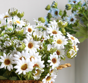 Bouquet de fleurs artificielles en soie, fausses marguerites, camomilles, tournesols et chrysanthèmes blancs, vente en gros - Product Image 2