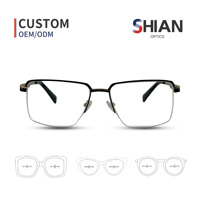 Monturas de Gafas Metálicas Cuadradas Semimontura Personalizadas al por Mayor con Lentes de PC, Diseño Ligero para Adultos Unisex