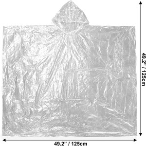Custom Disposable Adults <strong>Rain</strong> <strong>Poncho</strong> Raincoat Clear Plastic for Travel Concerts Theme Parks Sports Events Waterproof Outdoor - Product Image 2