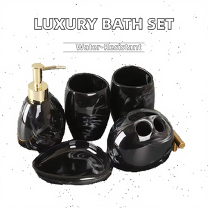 Juego de tres piezas de resina creativa de alta gama, desinfectante de manos y botellas de loción duraderas e impermeables para baños elegantes - Product Image 2