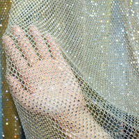 Tissu en résille de luxe avec des pierres carrées scintillantes de 3 mm, strass, cristaux élastiques, dentelle pour robe