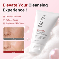 Nettoyant visage exfoliant à l'acide aminé et au riz rouge 150g, nettoyage en profondeur doux des pores, céramide, panthénol, nettoyant quotidien à l'acide aminé