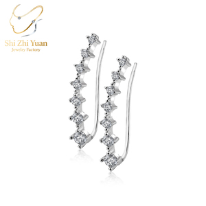 Pendientes de Aro con Circonitas Brillantes, Estilo Nicho de Latón, Sensación de Alta Gama, Lujo Ligero, Tendencia para Fiestas, Novedad 2024 - Product Image 1