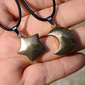 Collar <span class=keywords><strong>de</strong></span> <span class=keywords><strong>Pentagrama</strong></span> con colgante <span class=keywords><strong>de</strong></span> luna <span class=keywords><strong>de</strong></span> pirita <span class=keywords><strong>de</strong></span> cristal Natural <span class=keywords><strong>de</strong></span> estilo Vintage con piedra dorada para Tontos, accesorios <span class=keywords><strong>de</strong></span> moda, Material <span class=keywords><strong>de</strong></span> aleación - Product Image 1