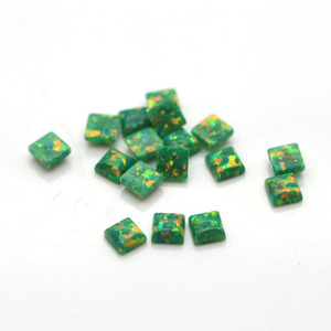 Square Cut OP21 Green Opal Stone Synthetic Gemstone - Product Image 2