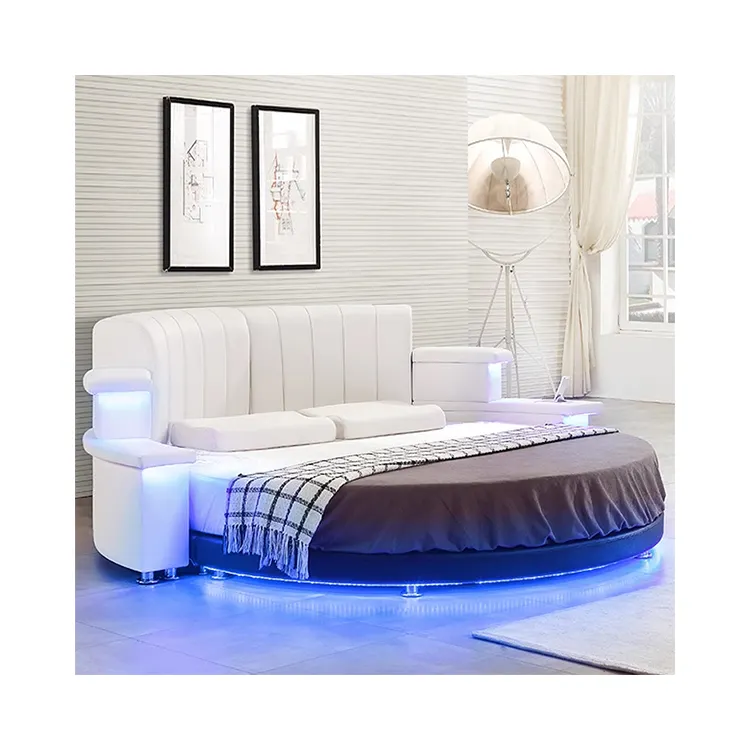 Luxury bedroom furniture sets smart bed with massage function Hot sale fashion modern multi function Hotel sex round beds