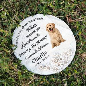 Özel reçine Pet anıt altın köpek ve çiçek kabartma köklü aşk el-boyalı bahçe plak paskalya Pet kaybı için - Product Image 2