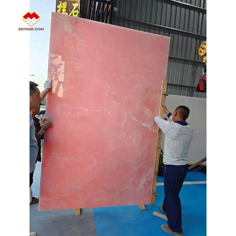 2022 Chinese Goede Kwaliteit Backlit Roze Natuur Marmer Mooie Roze Onyx Steen Salontafel