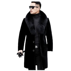Manteau en cuir et <span class=keywords><strong>fourrure</strong></span> pour <span class=keywords><strong>homme</strong></span>, mi-long, en fausse <span class=keywords><strong>fourrure</strong></span> de vison, doublé de polaire, rembourré, chaud, pour hommes d'âge moyen et âgés - Product Image 5
