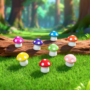 Nouveauté : Figurines de champignons miniatures en résine colorées pour la décoration de jardin féerique, aquarium, terrarium, maison de poupée - Product Image 2