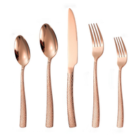 Ensemble de 5 couteaux à dîner vintage noirs de luxe en acier inoxydable 304, couverts durables de qualité alimentaire pour mariages