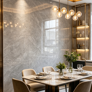 Carreaux Muraux et de Sol en Porcelaine Gris Poli Brillant pour Cuisine et Salle de Bain, Style <span class=keywords><strong>Espagnol</strong></span>, 40x40 400x400mm - Product Image 6