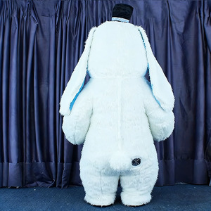 Costume de Mascotte Géant Gonflable Lapin Blanc à Longues Oreilles avec Chapeau et Nœud Papillon pour Adultes Unisexe, Personnalisable OEM, pour Fêtes et Pâques - Product Image 3