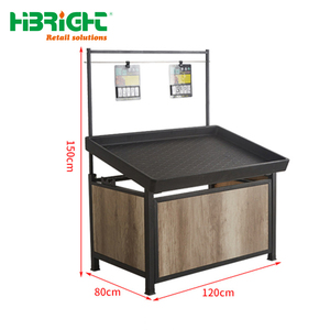 Premium Wooden Grain Supermarket Vegetable Display <b>Rack</b> Multi-Tier Luxury Fruit Island <b>Shelf</b> for Grocery Store - Product Image 6