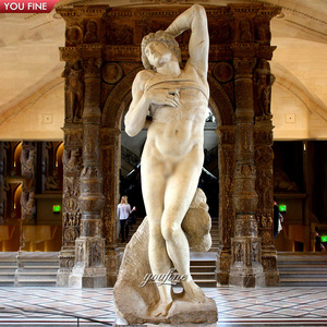 Décor de musée Sculpture grandeur nature de satyre ivre en marbre naturel - Product Image 6