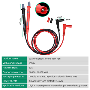デジタルマルチメータークロコダイルクリップUタイププローブ用の8つの交換可能なプローブマルチメーターテストリードキット - Product Image 4