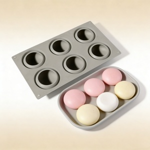 Moule en silicone rond à 6 cavités pour gâteaux mousse, chocolats, desserts, savons DIY, résistant au four - Product Image 2