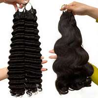 Extensions de cheveux humains à pointe effilée pour tresses au crochet, bouclées profondes, sans trame, 100g, 100% cheveux humains vierges brésiliens