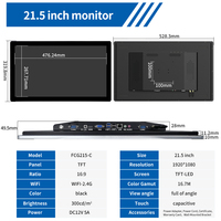 POFX PC Todo en Uno Industrial Android/Win de 21.5 Pulgadas, Panel Frontal Impermeable IP65, Monitor LCD de 21.5'', Monitor de Pantalla Táctil Montable en Pared