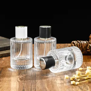 50ml Listrado vidro clássica fragrância parfum spray perfumes vazios embalagens garrafas para venda