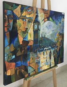 ภาพวาดภูมิทัศน์วันฮาโลวีนที่ทันสมัย vinpi Vietnam oemem ภาพแอบสแตรกต์บนผ้าใบแคนวาสสำหรับการเดินทางในเมือง - Product Image 1