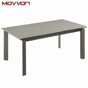 Tavolo da pranzo in vetro allungabile in stile moderno nuovo modello di Design con tavolino in metallo di grandi <span class=keywords><strong>dimensioni</strong></span> per ufficio o uso domestico - Product Image 1