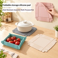 Tapis de table carré moderne pliable en silicone magnétique résistant à la chaleur, épais, pour casseroles et vaisselle