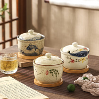 Pot à épices en céramique de Chaozhou, salière, poivrière, distributeur de MSG, avec couvercle compatible lave-vaisselle, pot à chili de cuisine, résistant aux éclaboussures d'huile