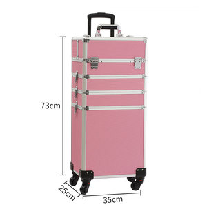 Sacs de maquillage professionnels, 4 en 1, serrure de poignée de levage, en aluminium, avion roulant, étuis de train pour cosmétiques, pour artistes de maquillage et coiffeurs - Product Image 5