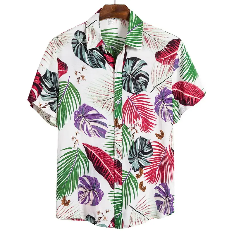 Men's Shirts Hawaiian Casual One Button Wild Shirts Printed Short-sleeve Blouses Tops