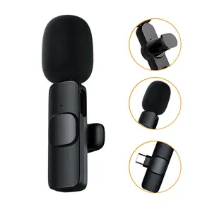 Hot Sale K9 Portable Mini lavalier microphone USB C and Clip on collar two of wireless microphones type c