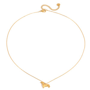 Collar de Acero Inoxidable Estilo Dulce con Colgante de Perro Salchicha y Diamantes, Cadena de Bambú para Mujer, Oro de 18K - Product Image 5