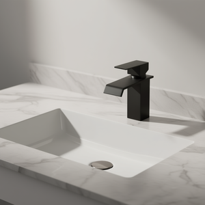 Rubinetto Moderno Monocomando a Cascata per Lavabo, in Ottone Nero, Montaggio su Piano, Foro Singolo, Valvola in Ceramica, per Bagno - Product Image 2