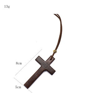 Collar vintage hecho a mano <span class=keywords><strong>de</strong></span> doble capa con cruz <span class=keywords><strong>de</strong></span> aleación y madera para mujer y <span class=keywords><strong>hombre</strong></span>, <span class=keywords><strong>cadena</strong></span> larga para suéter, colgante para coche N300 - Product Image 5