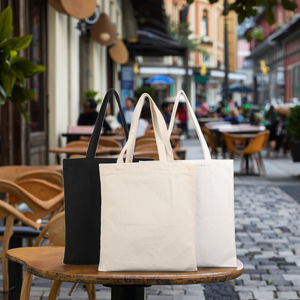 Tas <span class=keywords><strong>Tote</strong></span> Kanvas Polos Grosir FeiFei yang Dapat Disesuaikan dengan Pola Huruf dan Tali Bahu Ukuran Kecil - Product Image 1