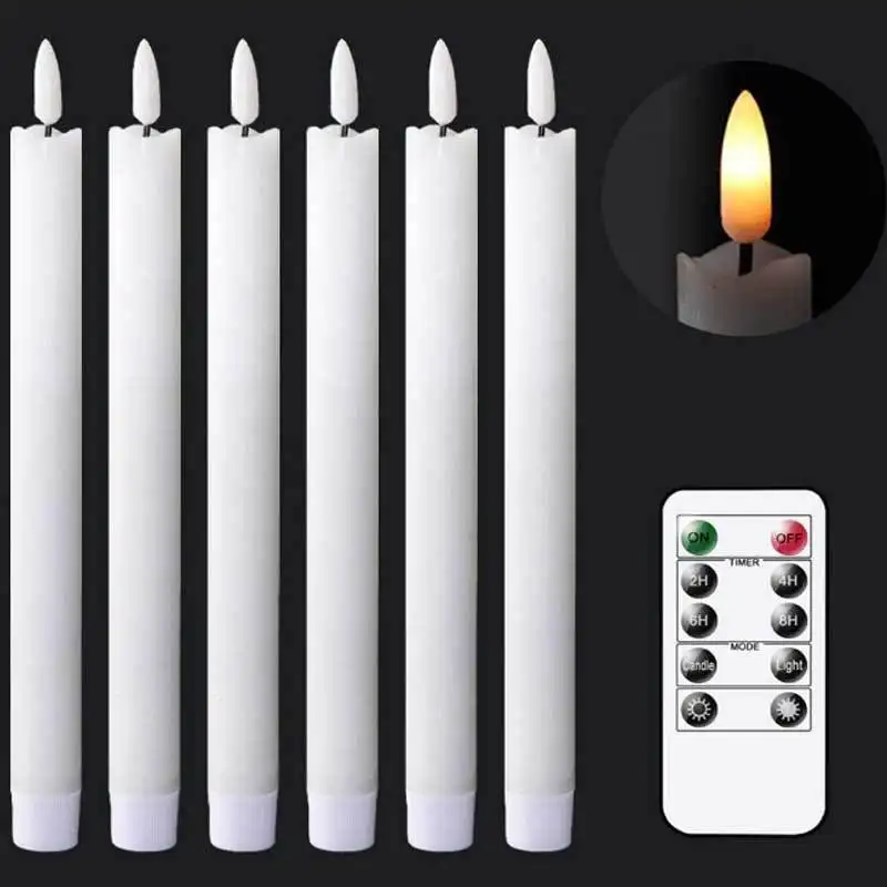 Wedding Favors Battery Operated 3D Flameless Led Candles Plastic Taper Flickering Candles with Remote Control And Timer