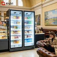 Réfrigérateur vertical de supermarché, armoire réfrigérée, double refroidisseur de boissons pour boissons
