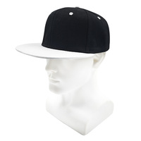 Casquette de baseball bicolore à visière plate, six panneaux, unie, non imprimée, style hip-hop streetwear, réglable pour hommes et femmes, personnalisable OEM