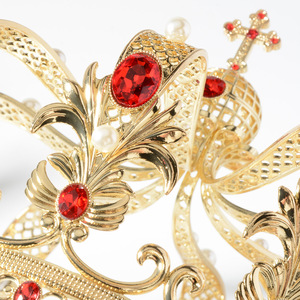 Grande <span class=keywords><strong>Couronne</strong></span> Nuptiale Baroque Plaqué <span class=keywords><strong>Or</strong></span>, Style Cour Royale Rétro <span class=keywords><strong>en</strong></span> Alliage, pour Mariage, Fiançailles, Bal <span class=keywords><strong>de</strong></span> Promo, Couronnement, Décoration et Anniversaire - Product Image 3