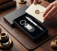 Coffret Cadeau Minimaliste de Luxe pour Hommes : Stylo et Porte-clés – Idéal pour Clients, Pères et Cadeaux de Fêtes – Fabrication Chinoise