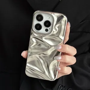 Funda mate <span class=keywords><strong>con</strong></span> pliegues galvanizados 3D para iPhone 16 15 14 Plus 13 12 11 Pro Max, funda de silicona suave <span class=keywords><strong>con</strong></span> <span class=keywords><strong>volantes</strong></span> ondulados estéticos - Product Image 1