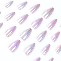 Offre Spéciale importé ABS personnalisé Chrome vente en gros brillant couleur violet simple conception longue plaine presse sur les ongles