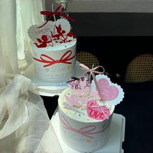 ชุดตกแต่งเค้กวันวาเลนไทน์ การ์ดรูปหัวใจกระดาษสำหรับงานฉลองครบรอบแต่งงาน อุปกรณ์ตกแต่งปาร์ตี้ ป้ายอะคริลิคธนูคิวปิด - Product Image 4