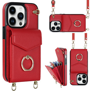 Pour <span class=keywords><strong>iPhone</strong></span> utilitaire vente en gros portefeuille <span class=keywords><strong>coque</strong></span> de téléphone personnalisée bandoulière <span class=keywords><strong>avec</strong></span> fonction portefeuille couverture arrière mince - Product Image 2