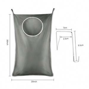 Panier à linge suspendu extra large avec 2 crochets en acier inoxydable, gain de place, à suspendre sur la porte ou au mur - Product Image 3