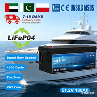 Batterie au lithium LiFePO4 48V 100AH avec BMS, étanche IP65, pour maison, extérieur, camping, banque d'alimentation portable, 4000 cycles, stock UE