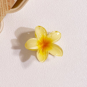 Pinza <span class=keywords><strong>de</strong></span> Pelo Grande <span class=keywords><strong>de</strong></span> Plástico Estilo Europeo Americano con Diseño <span class=keywords><strong>de</strong></span> Flor <span class=keywords><strong>de</strong></span> Plumeria y Bauhinia <span class=keywords><strong>de</strong></span> 8CM para Mujer, Fresca y Dulce, para Vacaciones - Product Image 3